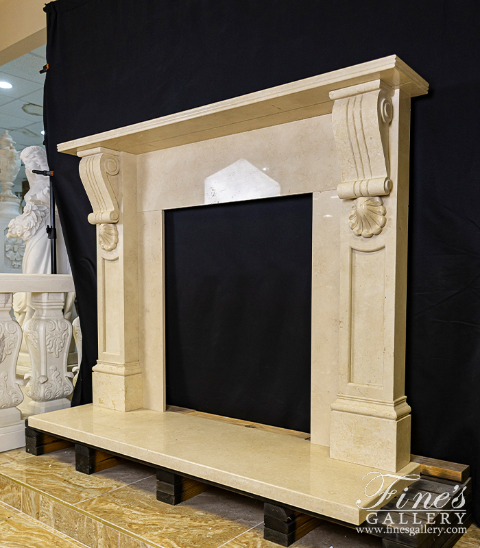 Marble Fireplaces  - Victorian Style Mantel In Polished Galala Marble - MFP-2644